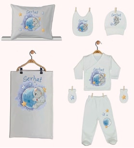 Pia Baby GL 1939-06 İsme Özel Yastık Battaniye Zıbın Set