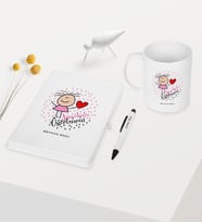BK Gift Kişiye Özel Anaokulu Öğretmeni Temalı Beyaz Defter Kalem Kupa Seti - 5