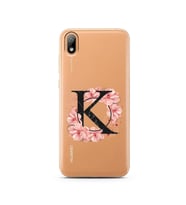 Pembe Çiçekli Harf Tasarım Süper Şeffaf Silikon Telefon Kılıfı Huawei Y5 2019 K-