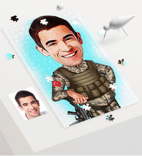 BK Gift Kişiye Özel Asker Karikatür 240 Parça A3 Puzzle  2