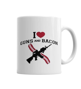 I Love Guns And Bacon Kupa Bardak Porselen