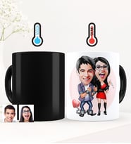 BK Gift Kişiye Özel Sevgililer Karikatürlü Sihirli Kupa Bardak - 1