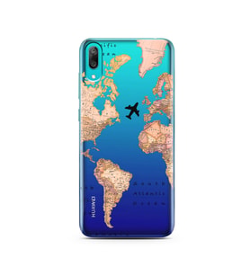 Transparan Harita Tasarım Süper Şeffaf Silikon Telefon Kılıfı Huawei Y7 Pro 2019