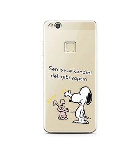 Snoopy Tasarımlı Süper Şeffaf Silikon Telefon Kılıfı Huawei P10 Lite 