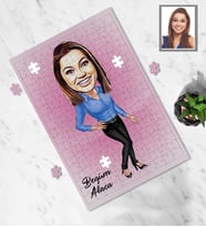 Kişiye Özel Öğretmen Karikatürlü A4 99 Parça Puzzle Bayan-11