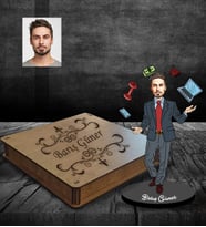 Kişiye Özel Patron Tasarımlı Karikatür Ahşap Biblo Kutulu Bay-1