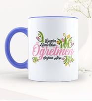 BK Gift Kişiye Özel Bugün Günlerden Öğretmen Mavi Kupa Bardak - 1