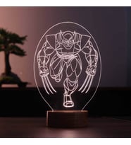 Wolverine Figürlü Dekoratif Hediye Led Masa Lambası 7 Işık Rengi Ahşap Taban