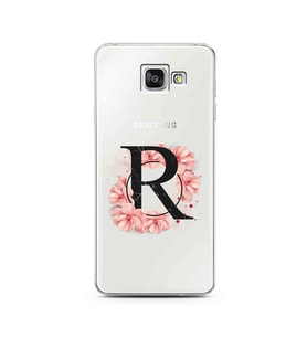 Pembe Çiçekli Harf Tasarım Süper Şeffaf Silikon Telefon Kılıfı Samsung A3 (2016)