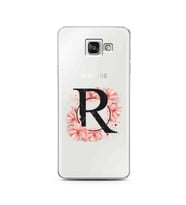 Pembe Çiçekli Harf Tasarım Süper Şeffaf Silikon Telefon Kılıfı Samsung A3 (2016)