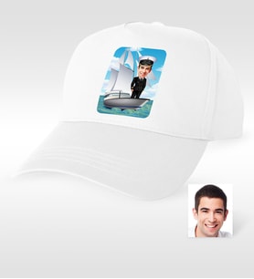 BK Gift Kişiye Özel Bay Gemi Kaptanı Karikatür Beyaz Şapka  1