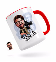 BK Gift Kişiye Özel Erkek Profesyonel Fotoğrafçı Karikatürlü Kırmızı Kupa Bardak-1