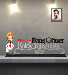 Kişiye Özel Mühendis Karikatürlü Kolay Yetişmiyor Ahşap Biblo Bay-1