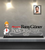 Kişiye Özel Mühendis Karikatürlü Kolay Yetişmiyor Ahşap Biblo Bay-1