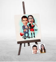 BK Gift Kişiye Özel Sevgililer Karikatür Şovaleli Doğal Taş  1