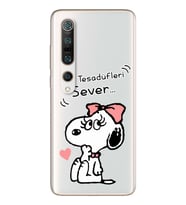 Snoopy Tasarımlı Süper Şeffaf Silikon Telefon Kılıfı Xiomai Mi10- Mi 10 Pro