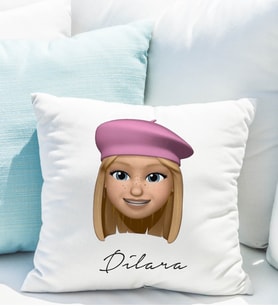 Emoji Kız Stiker Yastığı Kişiye Özel