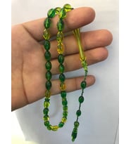Kehribar Tesbih Toz kehribar Tesbih Yeşil  Renk