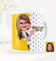 BK Gift Kişiye Özel Kız Çocuk Karikatürlü Beyaz Kupa Bardak - 1