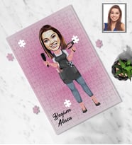 Kişiye Özel Kuaför Bayan Karikatürlü A4 99 Parça Puzzle Mod-2