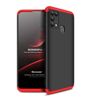 Microsonic Samsung Galaxy M31 Kılıf Double Dip 360 Protective Siyah Kırmızı