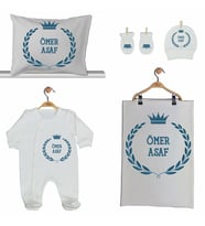 Pia Baby GL 2008 İsme Özel Taçlı Beşli Tulum Set