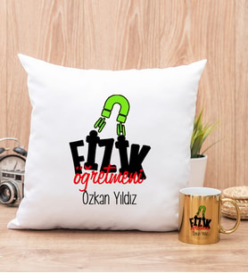 Fizik Öğretmeni Yastık ve Gold Kupa Bardak
