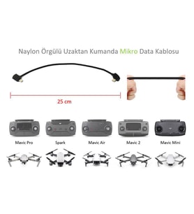 DJI Mavic Pro Uzaktan Kumanda İçin Mikro Data Veri Kablosu Naylon Örgülü