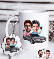 BK Gift Kişiye Özel Kankalar Karikatürlü Beyaz Kupa ve Anahtarlık Hediye Seti-1 (Model 1)