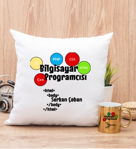 Bilgisayar Programcısı Yastık ve Gold Kupa Bardak