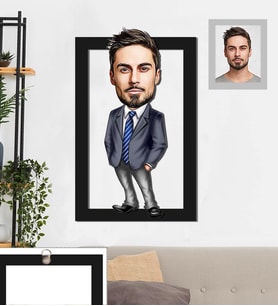 Kişiye Özel Patron Karikatürlü 3D Ahşap Tablo 30x47 Bay-9