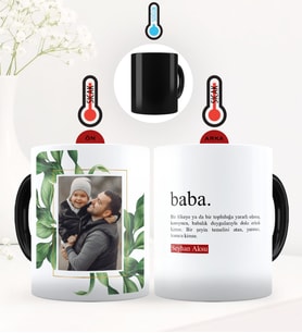 BK Gift Kişiye Özel Fotoğraflı Baba Anlamı Sihirli Kupa Bardak - 1 (Siyah)