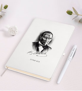 BK Gift Kişiye Özel Atatürk Temalı Beyaz Defter ve Kalem Hediye Seti-14