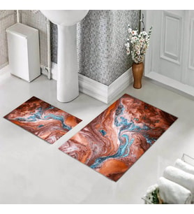 Banyo Halısı Ikili Klozet Takımı Kaymaz Tabanlı (60 xm x 100 cm + 40 cm x 60 cm)  (Kırmızı)