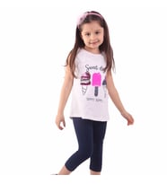 Breeze Kız Çocuk Kapri Takım Güpür Yakalı -Lacivert 4-9 Yaş, Ekru