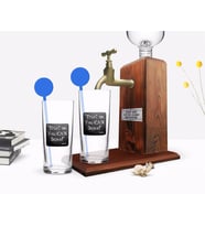 BK Gift Kişiye Özel Renkli Baskılı Trust Me You Can Dance Tasarımlı İkili Vodka Bardağı ve Ahşap Vodka Standı Hediye Seti-2 (Model 1)
