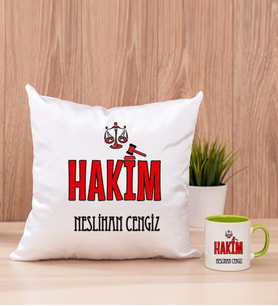 Hakim Kare Yastık ve Yeşil Kupa Bardak