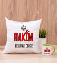 Hakim Kare Yastık ve Yeşil Kupa Bardak