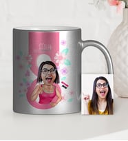 BK Gift Kişiye Özel Kadınlar Günü Temalı Karikatür Gümüş Yaldızlı Kupa Bardak  5