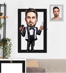 Kişiye Özel Berber Karikatürlü 3D Ahşap Tablo 30x47 Bay-3