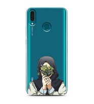Kapalı Çiçekli Kız Tasarımlı Süper Şeffaf Silikon Telefon Kılıfı Huawei Y9 (2019