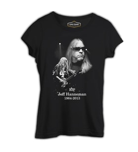 Jeff Hanneman - RIP Siyah Kadın Tshirt