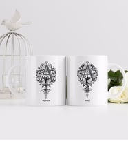 BK Gift Kişiye Özel Kaligrafi Harf ve İsim Tasarımlı İkili Beyaz Kupa Bardak-2