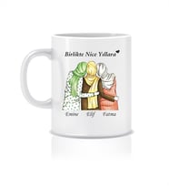 Birlikte Nice Yıllara 3 Arkadaşlı Kişiye Özel Kupa Bardak Hediye Doğum Günü