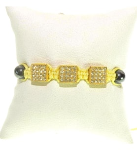 Şambala Şans Bİleklik Swarovski Taşlı Sarı Örgü Bileklik Ayarlanabilir Bileklik