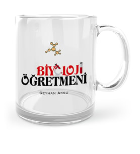 BK Gift Kişiye Özel Biyoloji Öğretmeni Cam Kupa Bardak