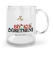 BK Gift Kişiye Özel Biyoloji Öğretmeni Cam Kupa Bardak