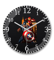 Capitao America1 Duvar Saati Bombeli Gercek Cam