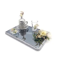 Lora Davet Damat Kahve Fincan Takımı Dikdörtgen (1 Adet) Gümüş - 54170