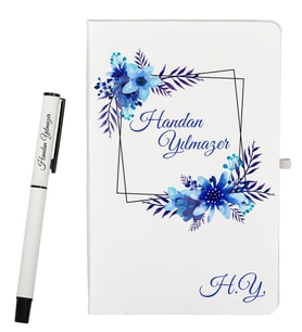Sevgiliye Hediye Kişiye Özel Tasarım Defter ve Roller Kalem Seti
